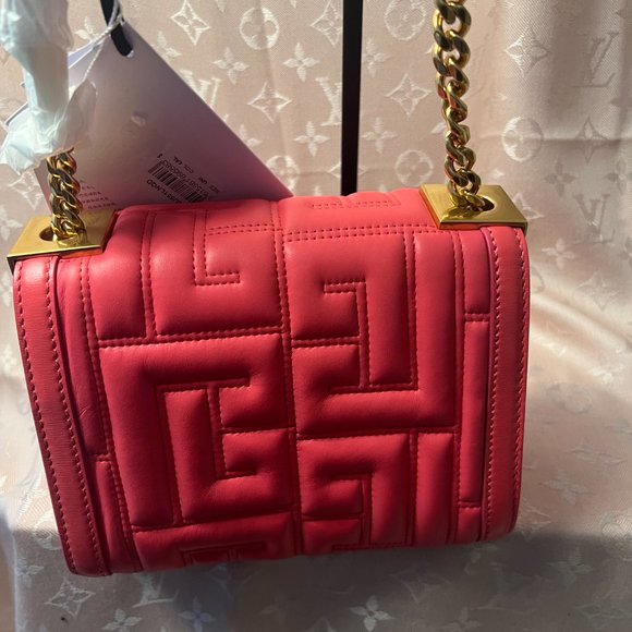 NWT BALMAIN 1945 Soft Mini Quilted Leather Shoulder Bag in Coral - Picture 5 of 11
